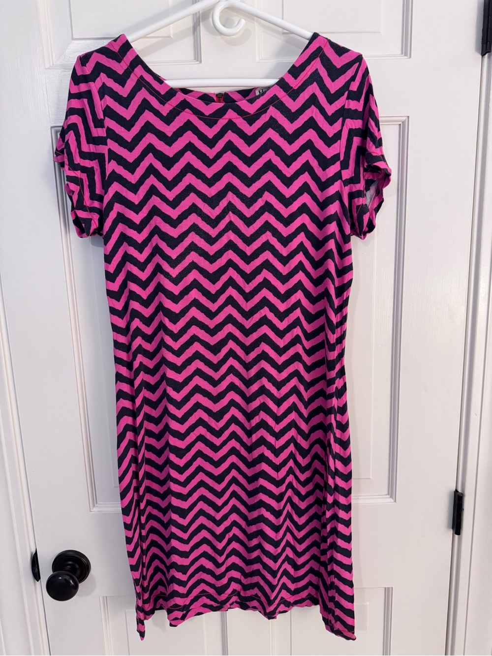 Hatley Womens Pink and Navy Chevron Shift Dress